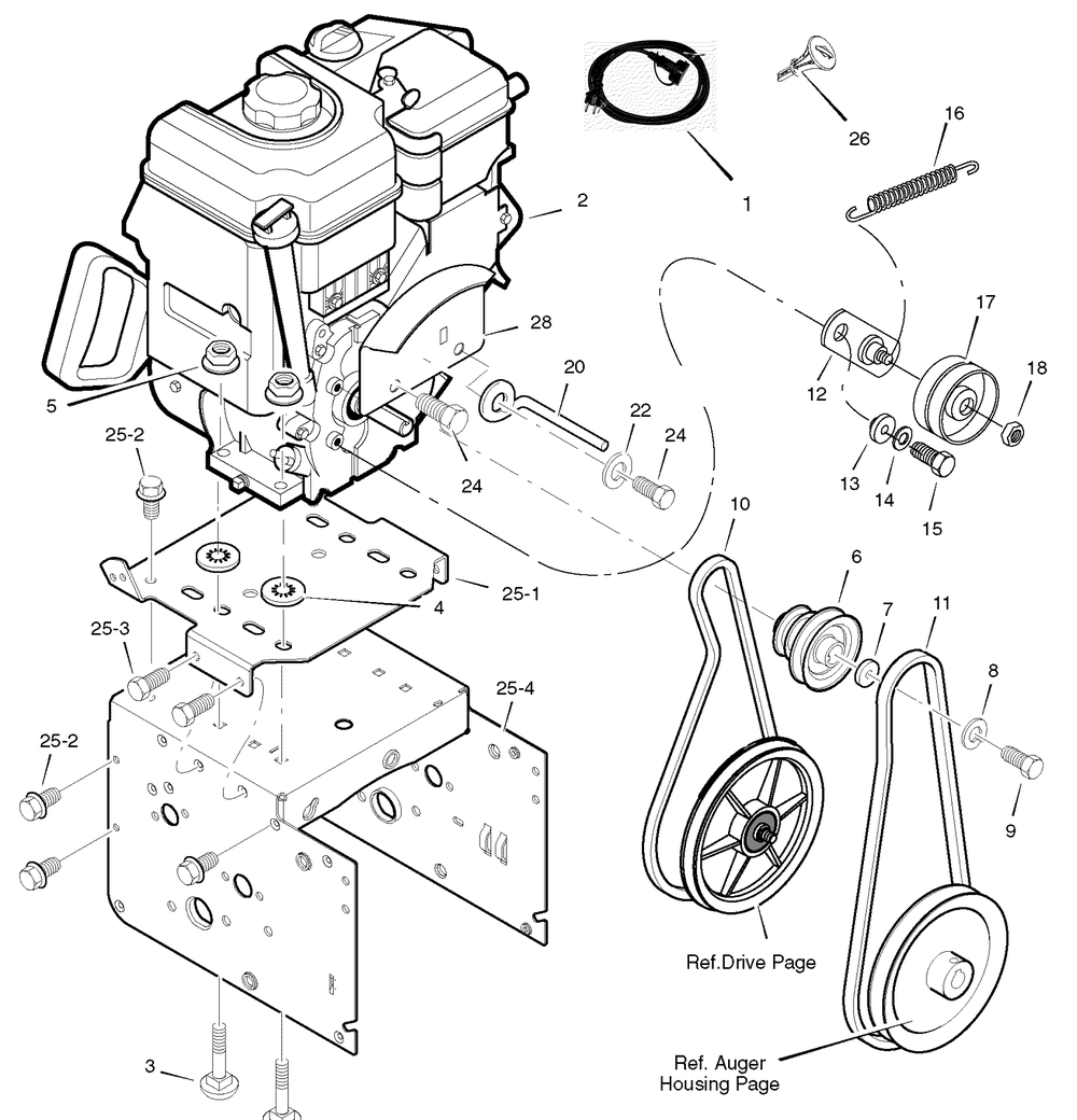 Engine Diagram and Parts List for 628104X16B 2004 Briggs and Stratton Snow Blower